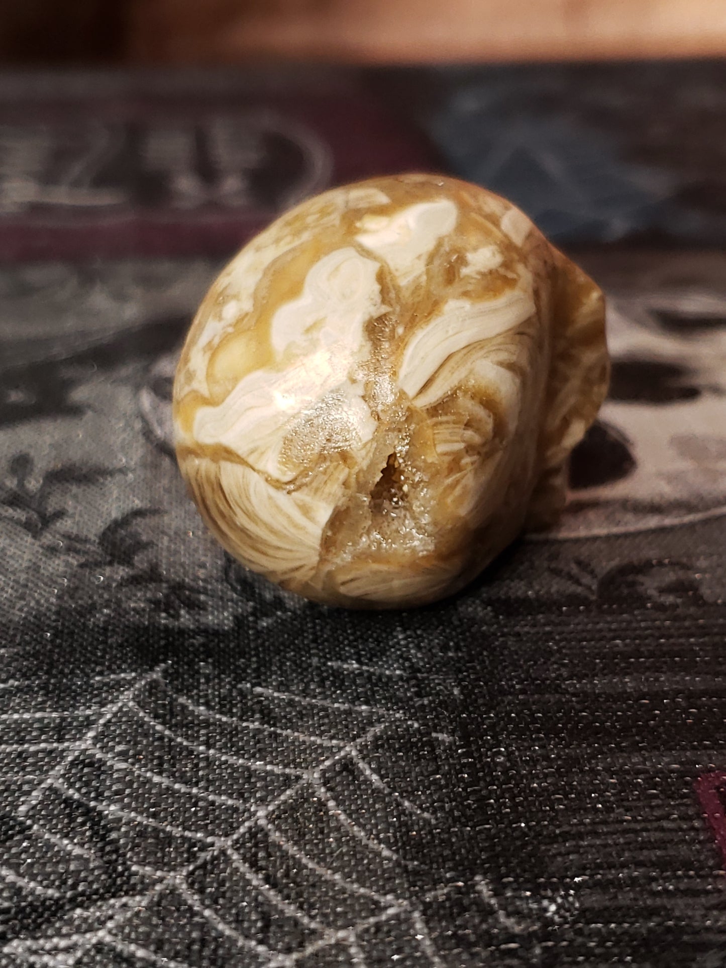 Amber Calcite Skull