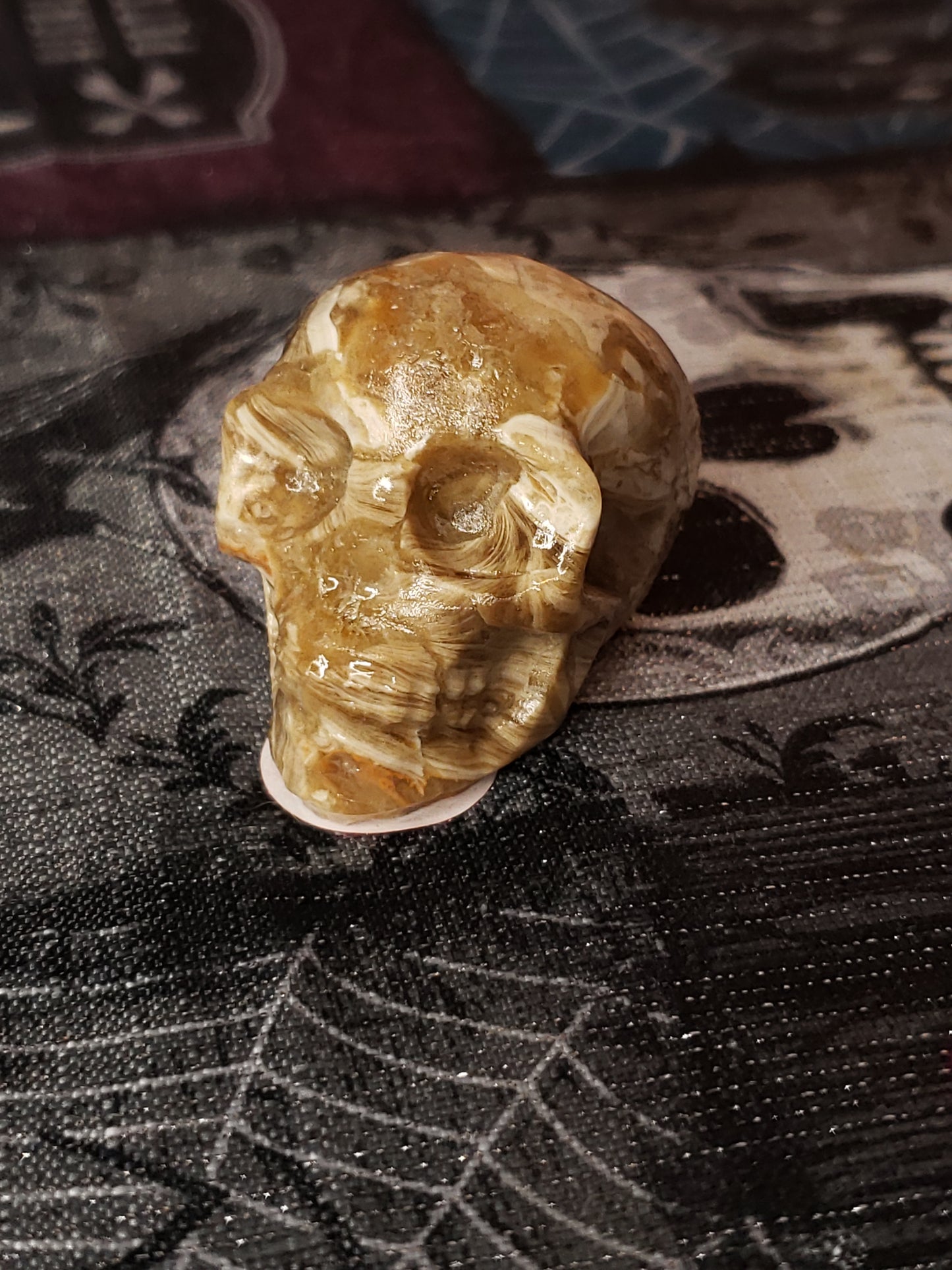 Amber Calcite Skull