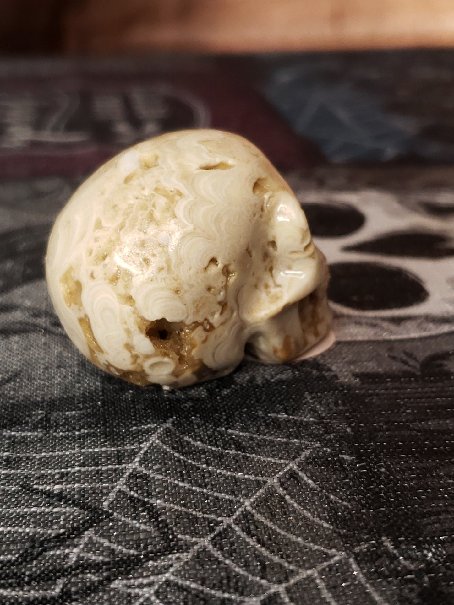 Amber Calcite Skull