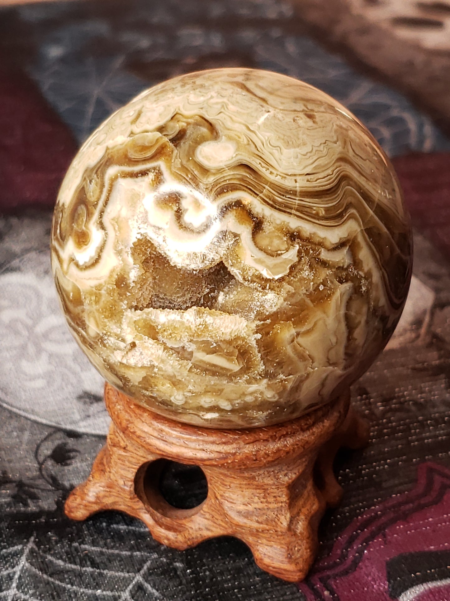 Amber Calcite Sphere