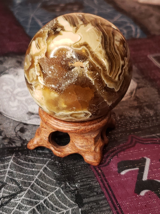 Amber Calcite Sphere